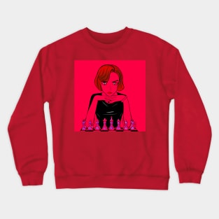 Beth the queen’s gambit in chessmaster in red room Crewneck Sweatshirt